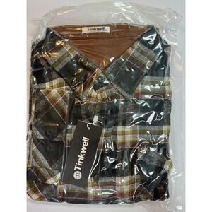 Tinkwell XXXL Shirt Plaid Brown Black Green Long Sleeve Collared Menswear